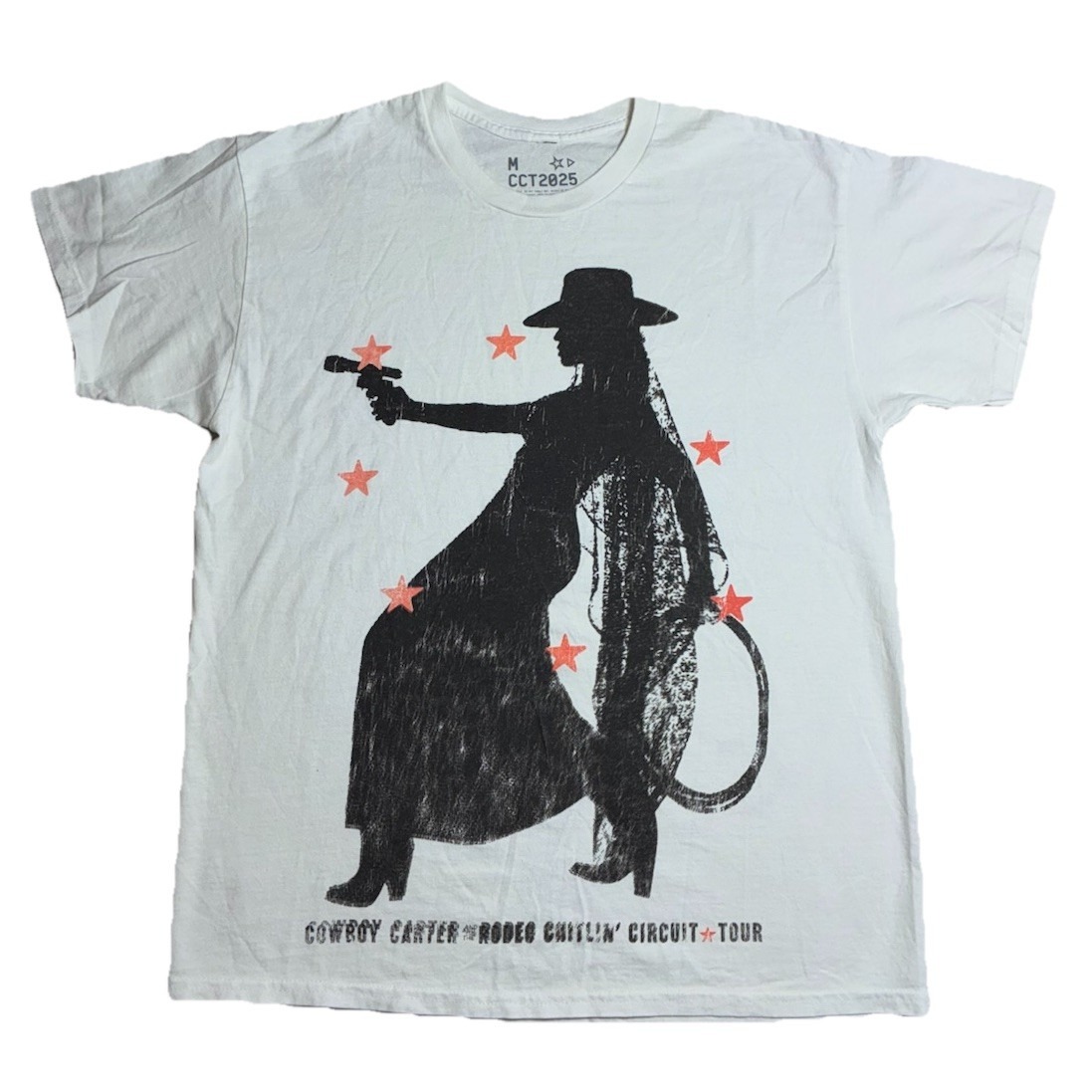Beyonce Most Wanted Tee M White Cowboy Carter Tour 2025 Merch New *Flaws